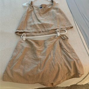 2 Piece Linen Top and Skort Set - Beige from Old Navy - top is NWT